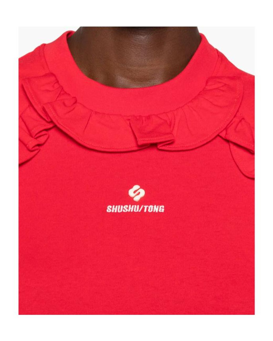 ShuShu/Tong Ruffled Logo-Embroidered T-Shirt