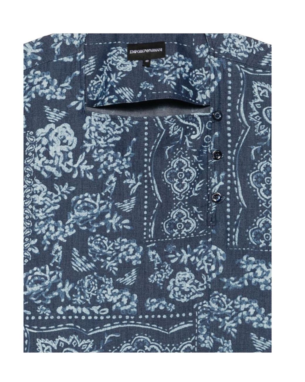 Emporio Armani Blue Floral-Print Blouse