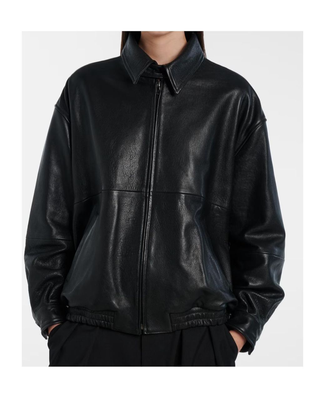 Nour Hammour Black Long-Sleeved Leather Jacket