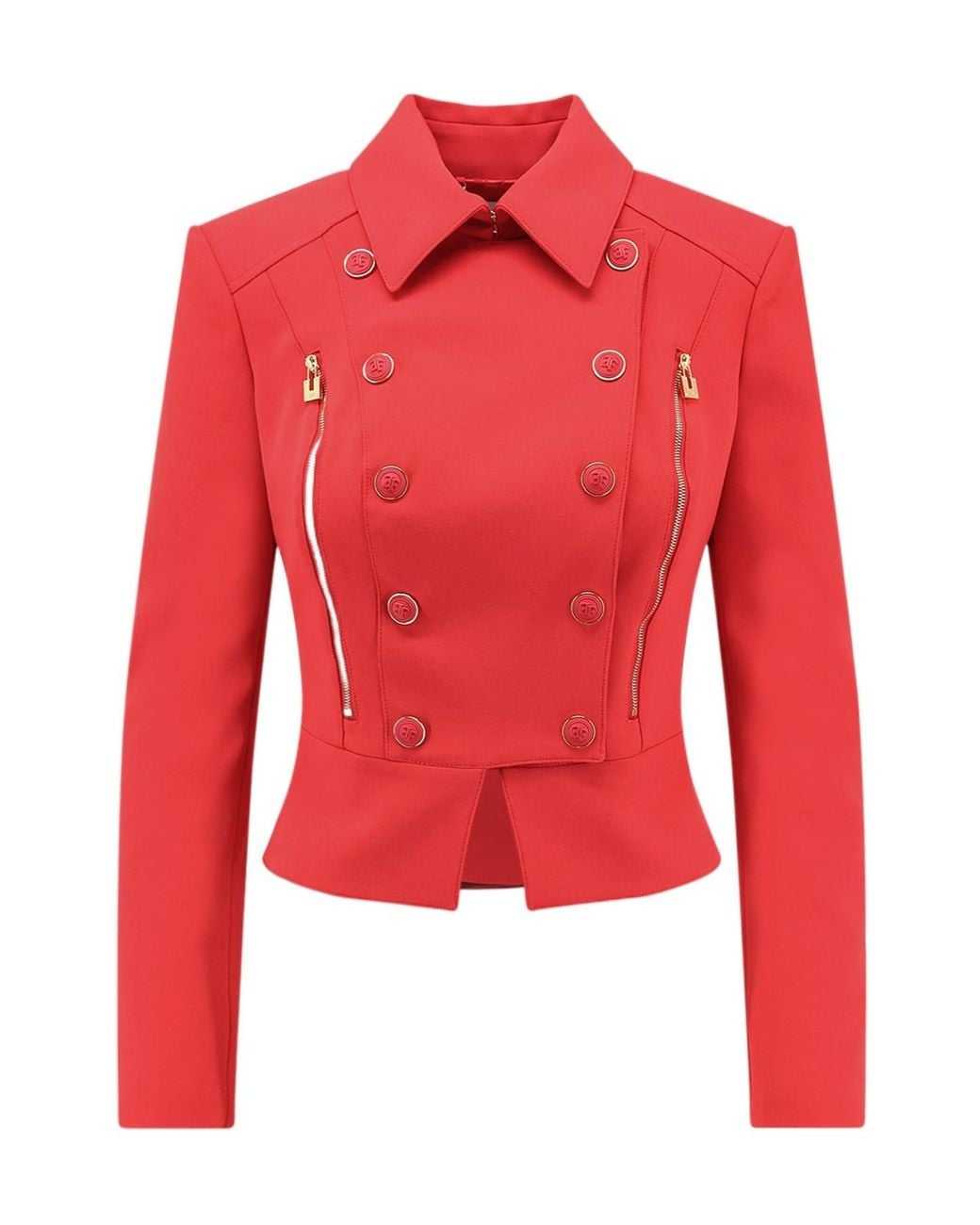 Elisabetta Franchi Red Peplum Double-Breasted Jacket
