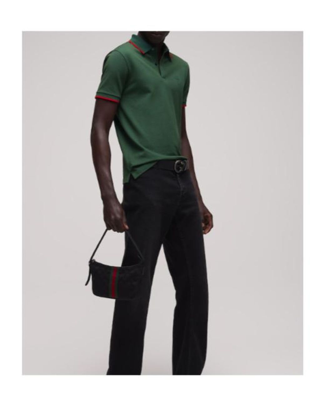 Gucci Green Cotton Piquet Polo Shirt With Embroidery for men
