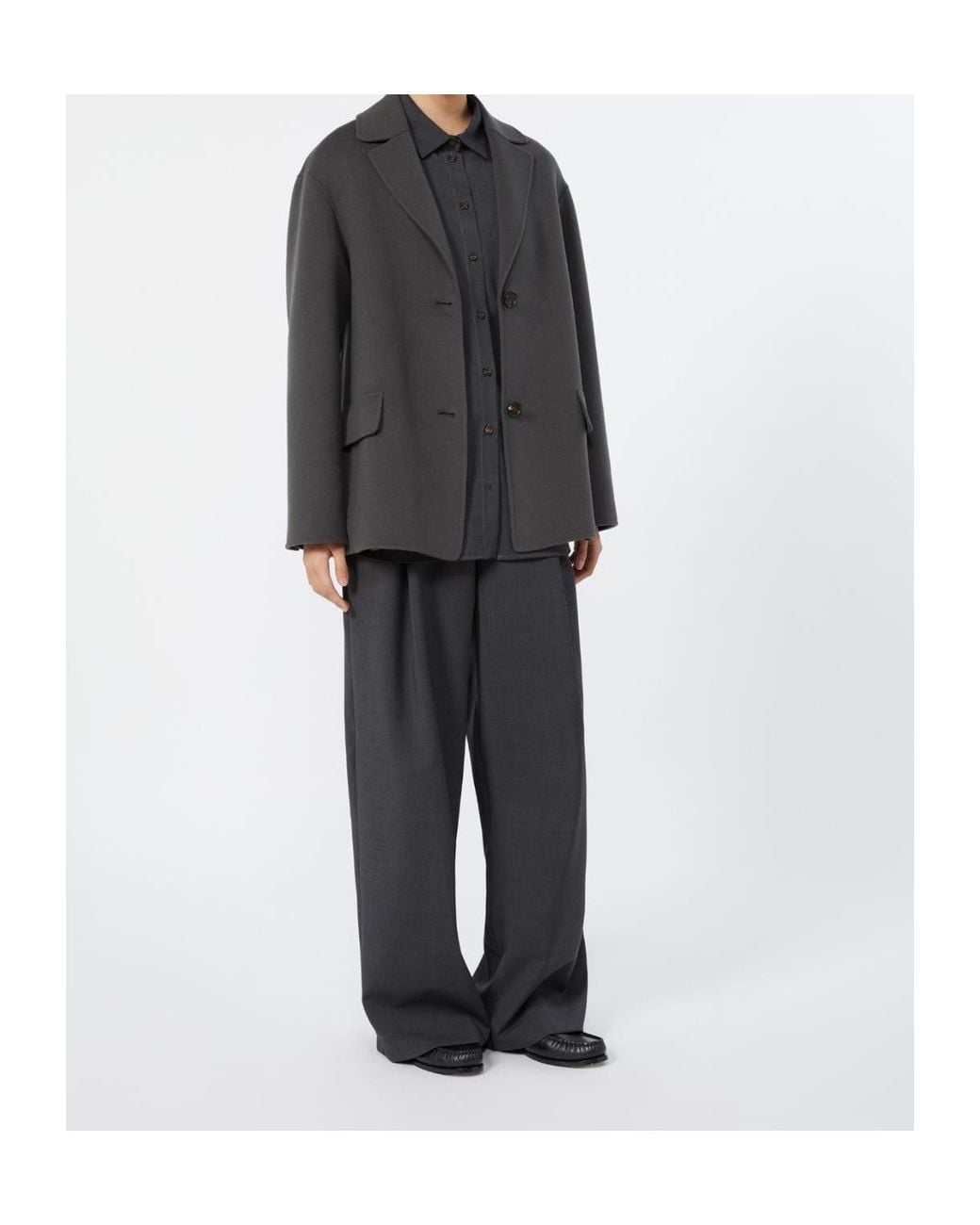 Max Mara Black S Pleated Wide-Leg Pants