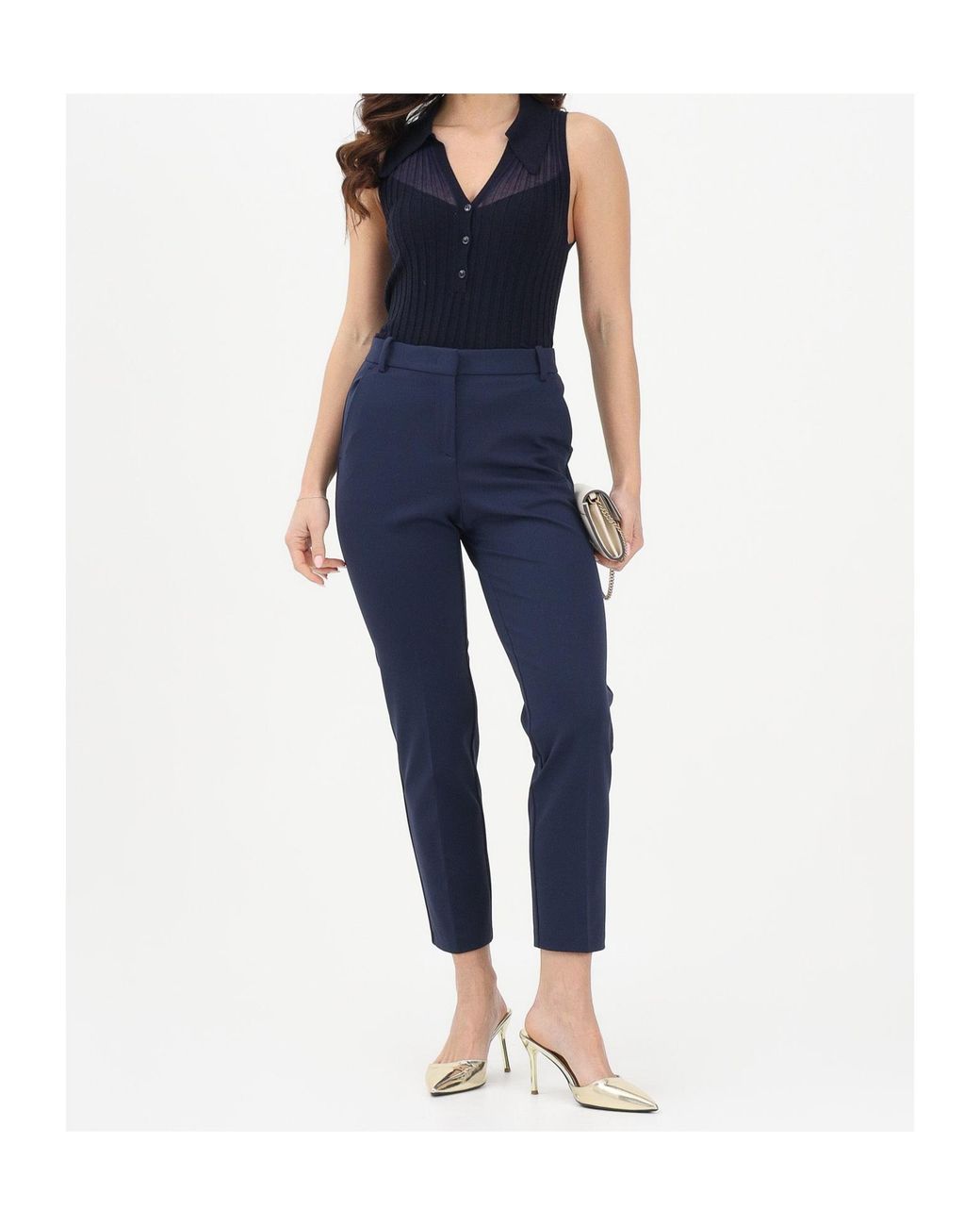 Pinko Blue Straight-Leg Trousers