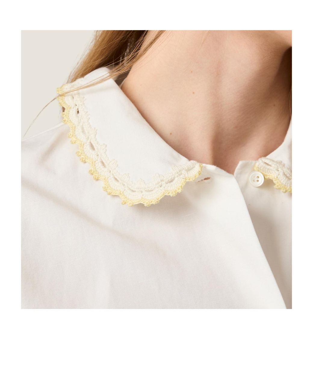 Miu Miu White Embroidered Slub Poplin Shirt