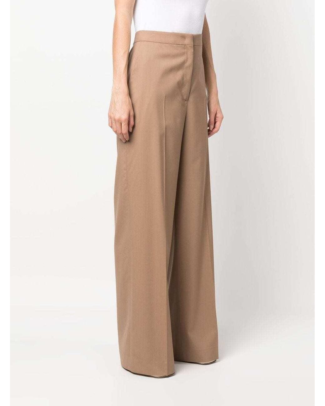 Fabiana Filippi Natural Wide-Leg Pleat Detailed Trousers