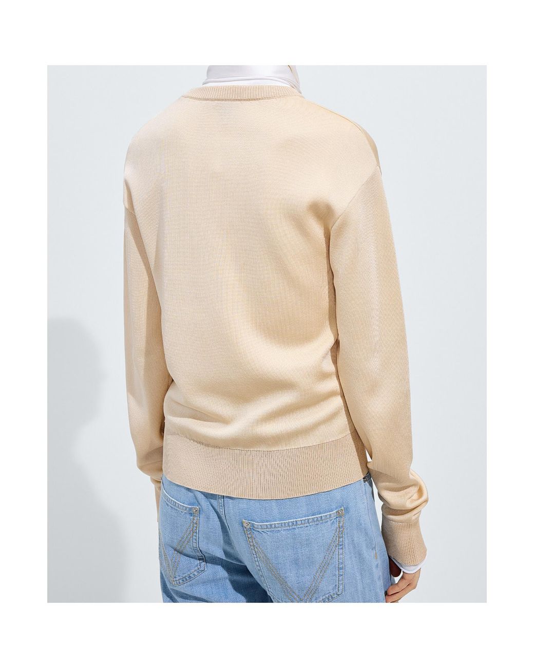 Bottega Veneta Natural Silk Knit Cardigan With Nodo Buttons
