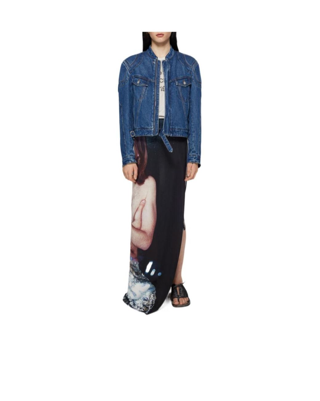 Acne Blue Photographic-Print Scarf