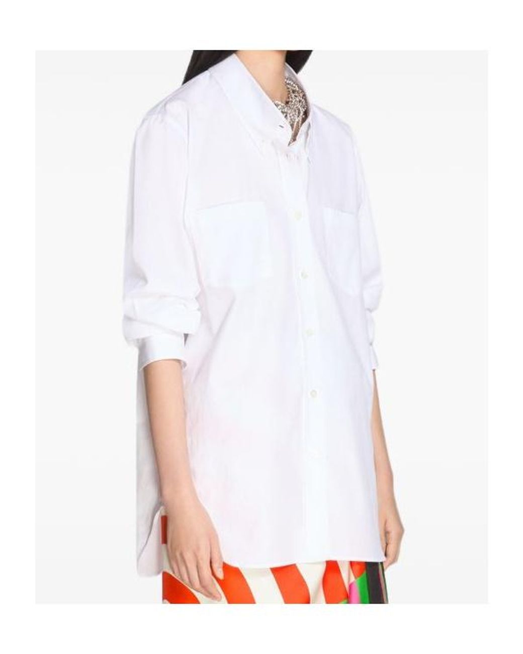 Dries Van Noten White Loose Poplin Shirt
