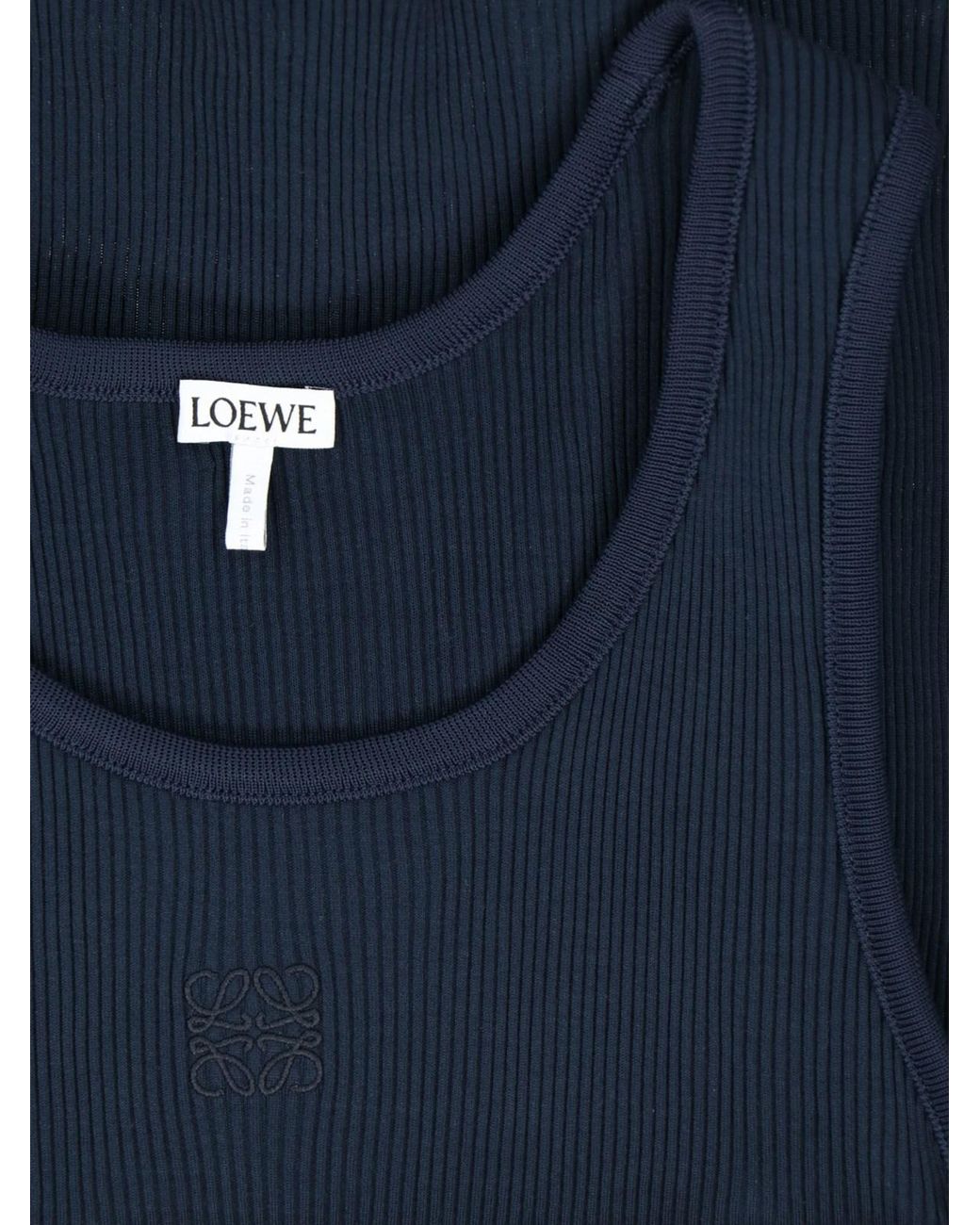 Loewe Blue Logo Embroidered Ribbed Tank Top