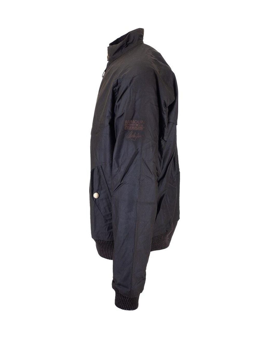 Barbour Black Zipped Bomber Jacket for men