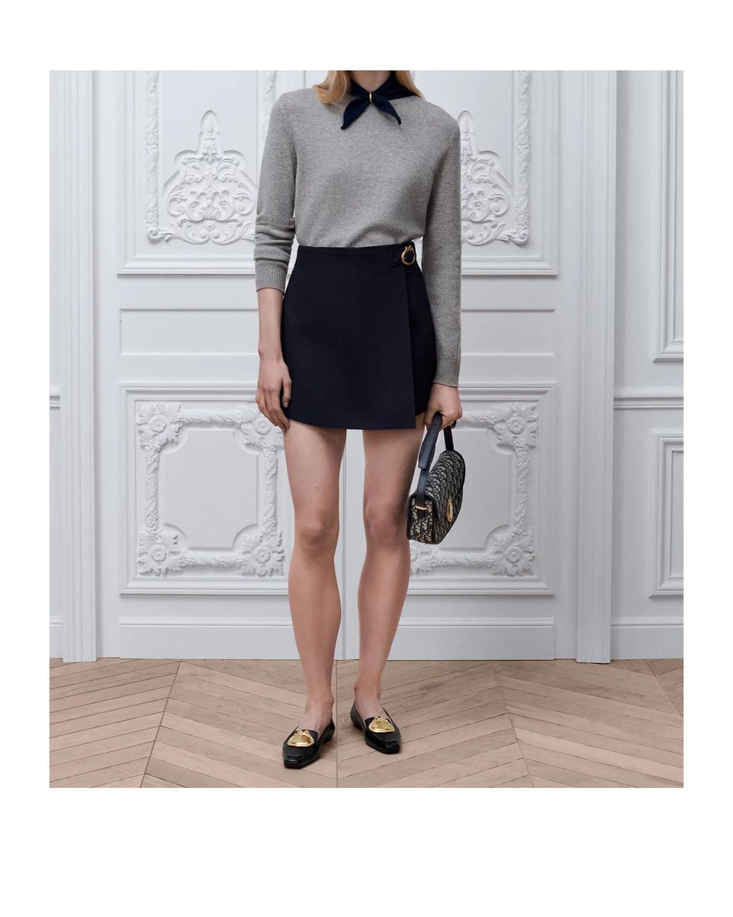 Dior Gray Tied Collar Sweater