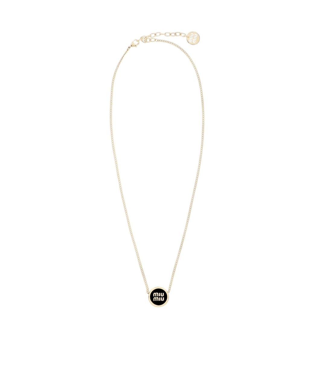Miu Miu White Logo-Detailed Round Necklace