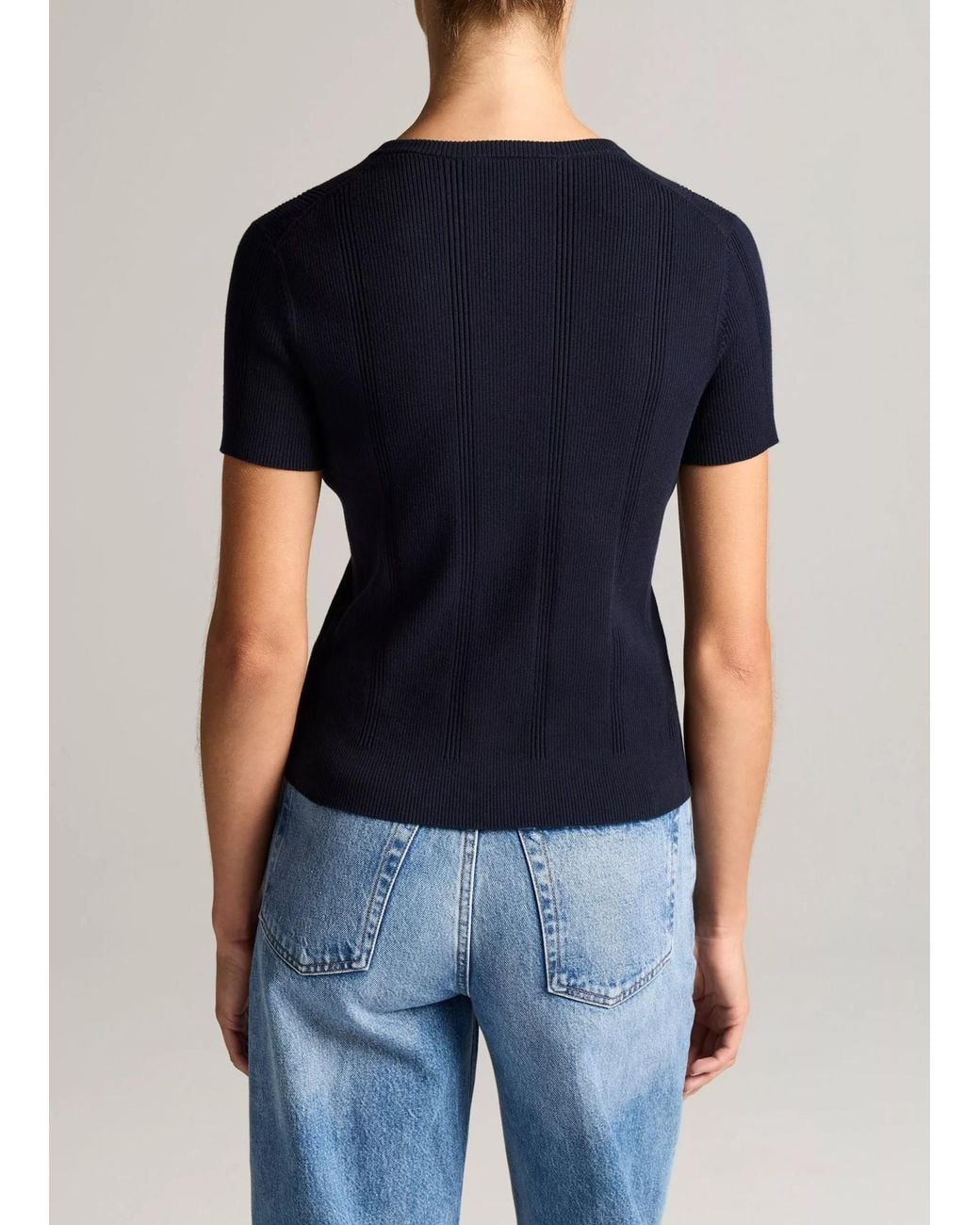Vince Blue Short-Sleeve Knitted Cardigan