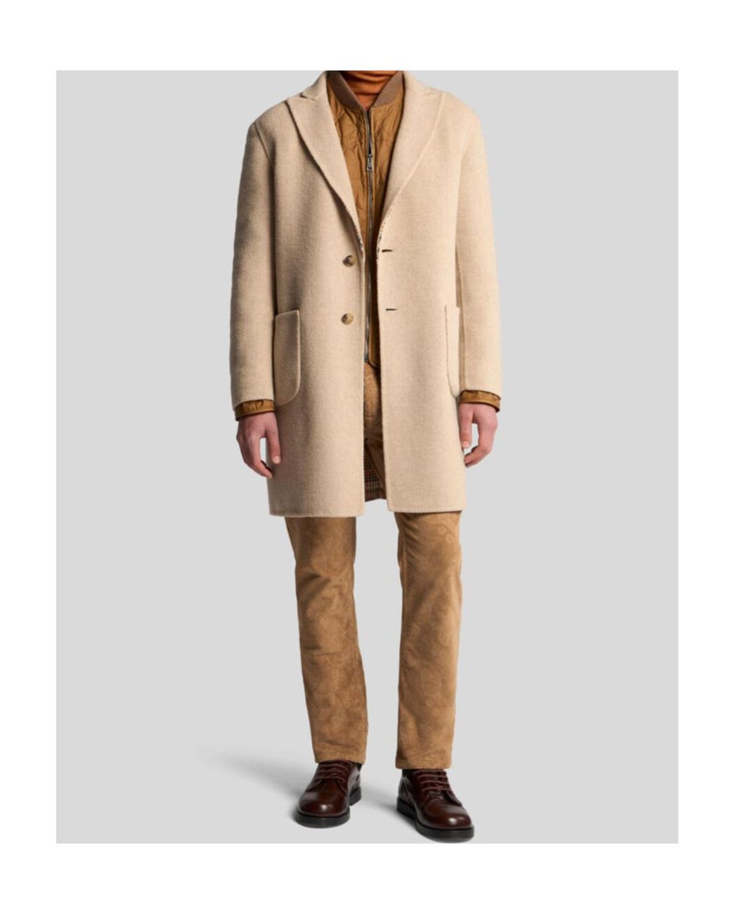 Etro Natural Single-Breasted Reversible Coat for men