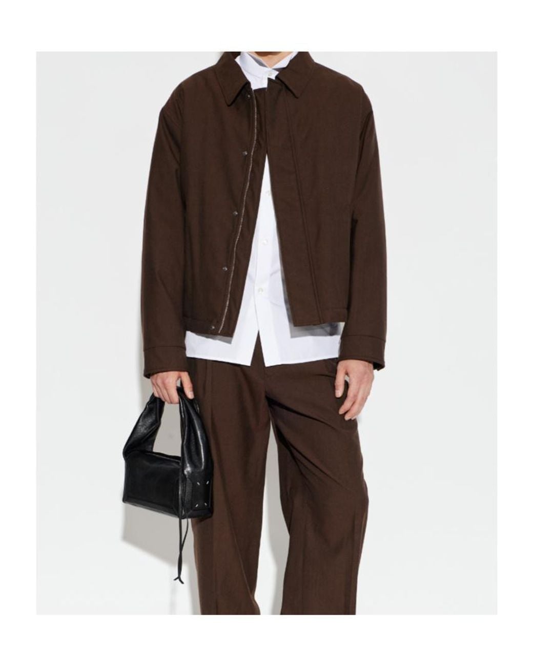 MM6 by Maison Margiela Brown Logo-Embroidered Buttoned Jacket for men