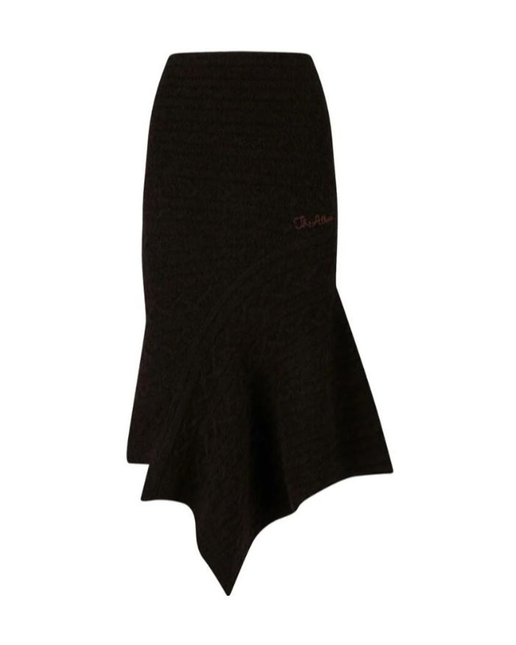 The Attico Black The Cable Knitted Midi Skirt