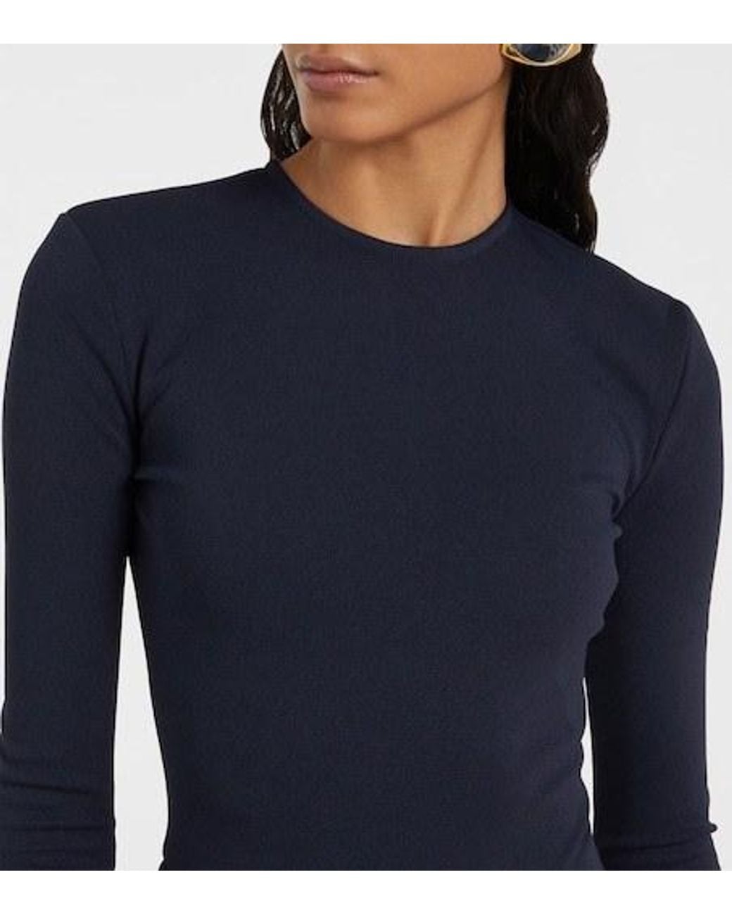 The Attico Blue Form-Fitting Long-Sleeve Dress