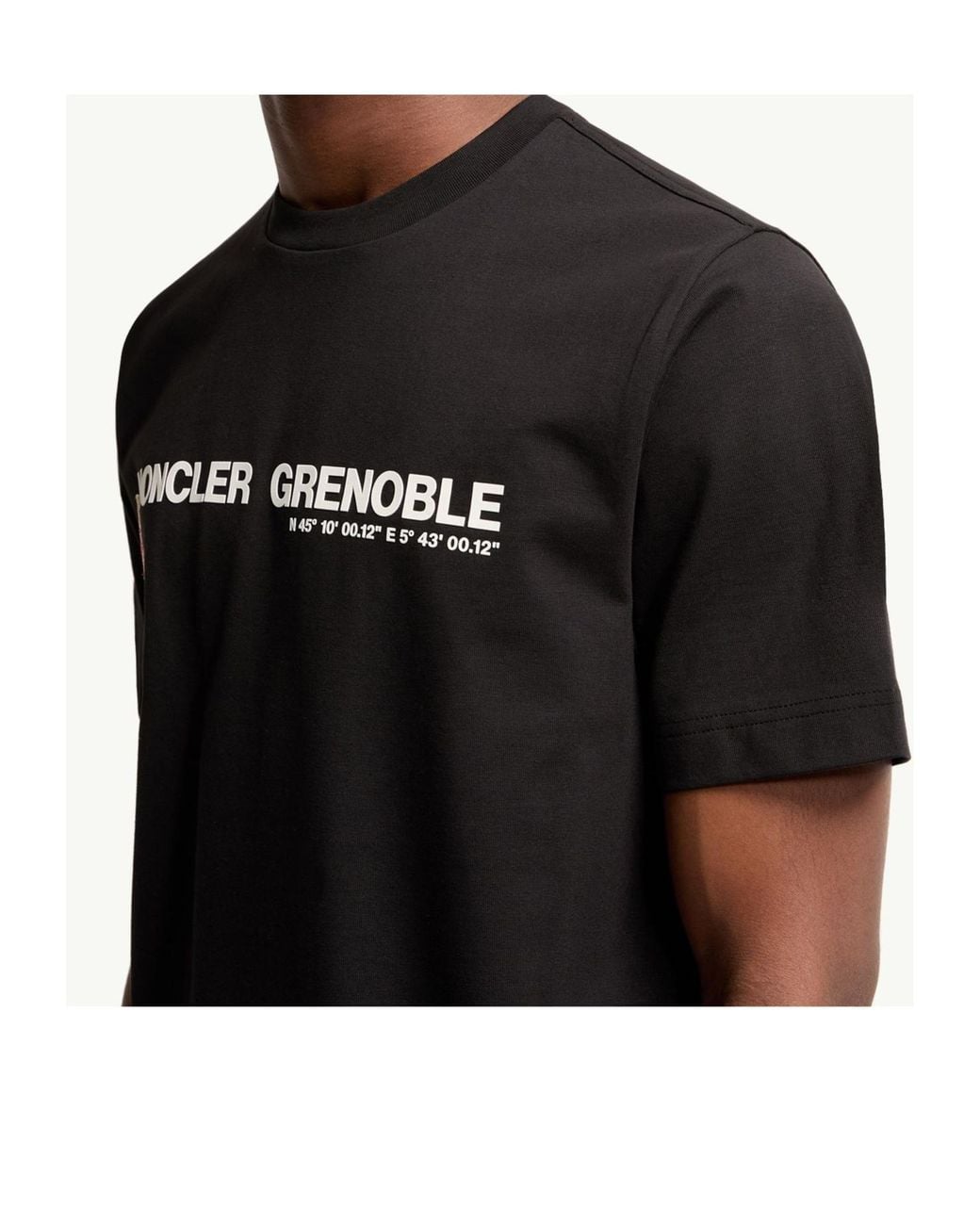 Moncler Black Grenoble Logo Embroidered Crewneck T-Shirt for men