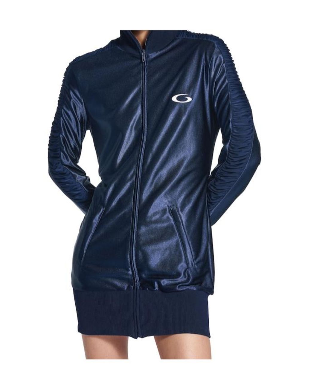 Balenciaga Blue Fitted Zip-Up Tracksuit Dress