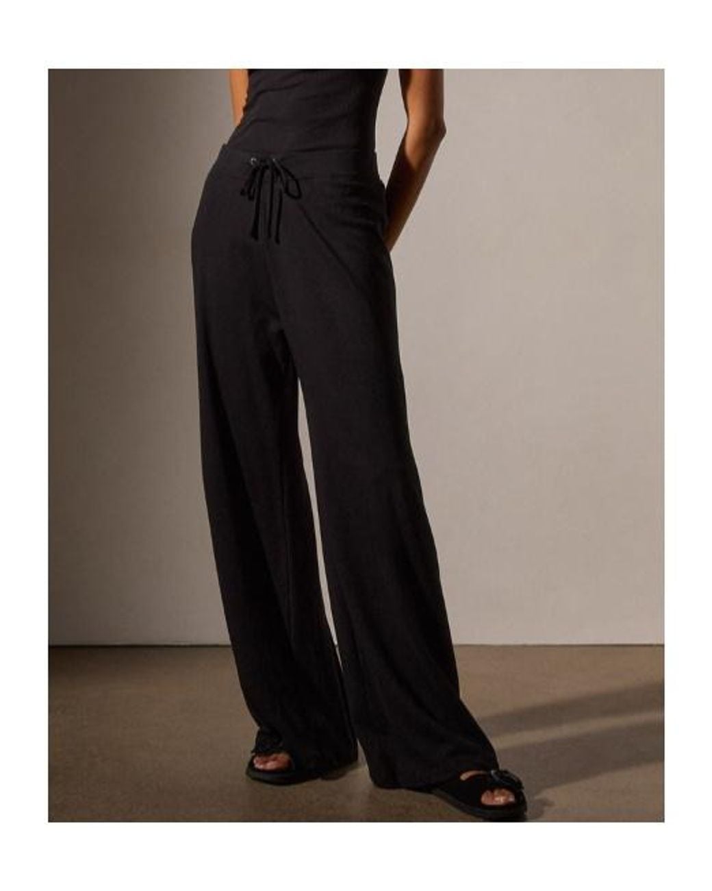 James Perse Black Wide-Leg Sweatpants