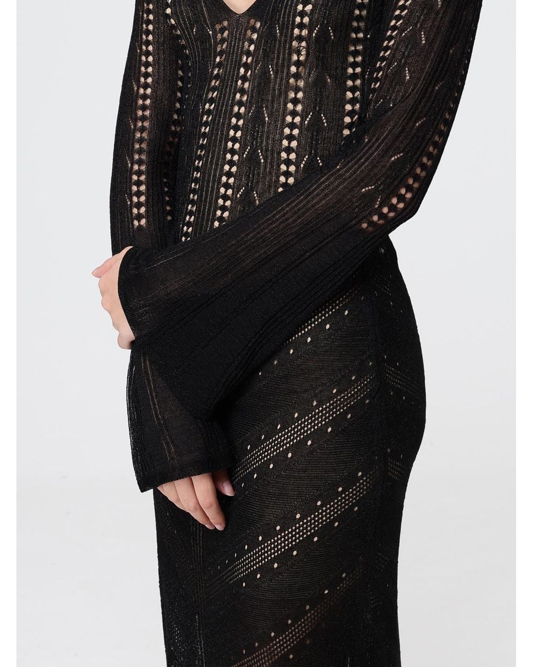 Twinset Black Lurex-Detail Maxi Dress