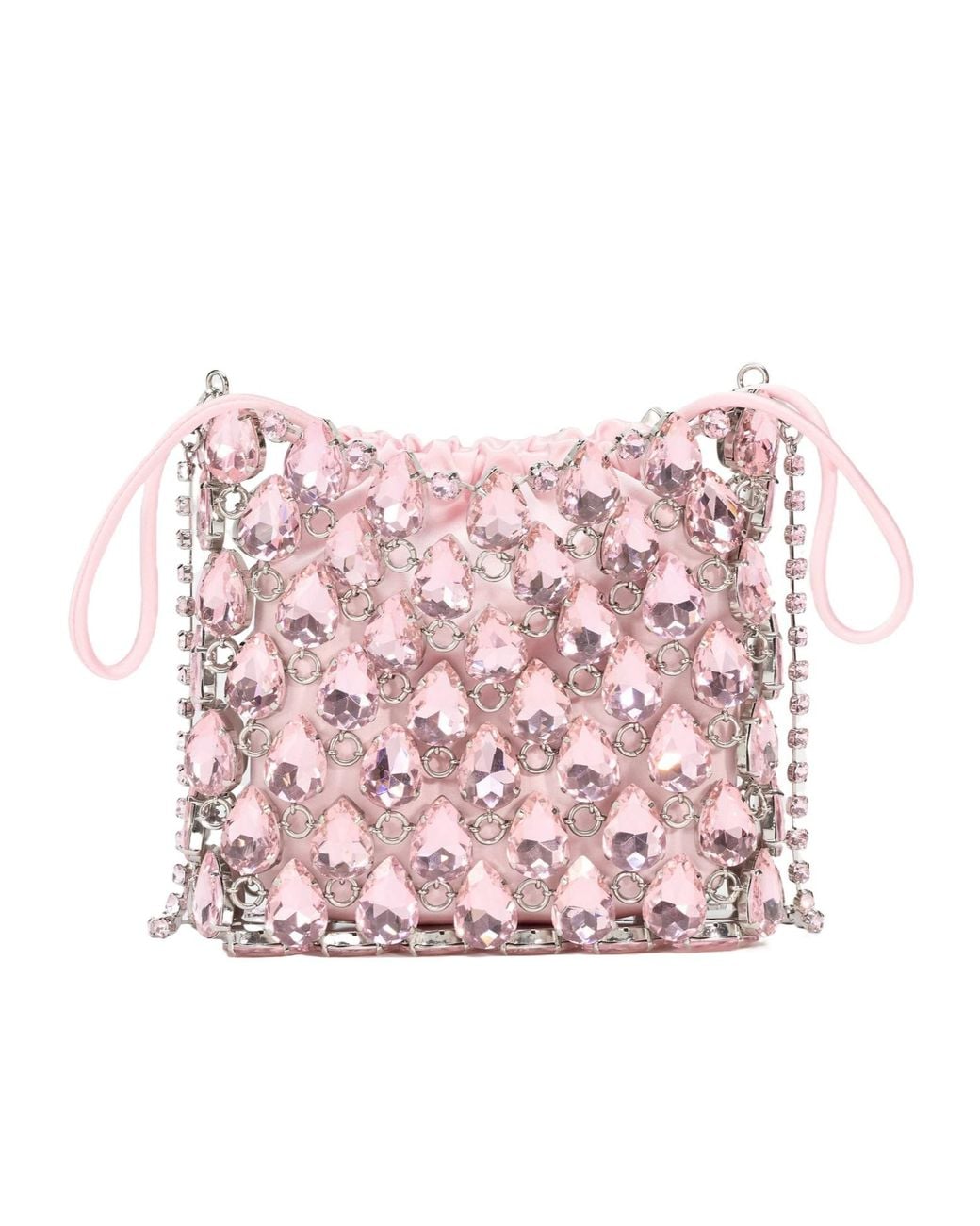 Self-Portrait Pink Mini Chainmail Embellished Shoulder Bag