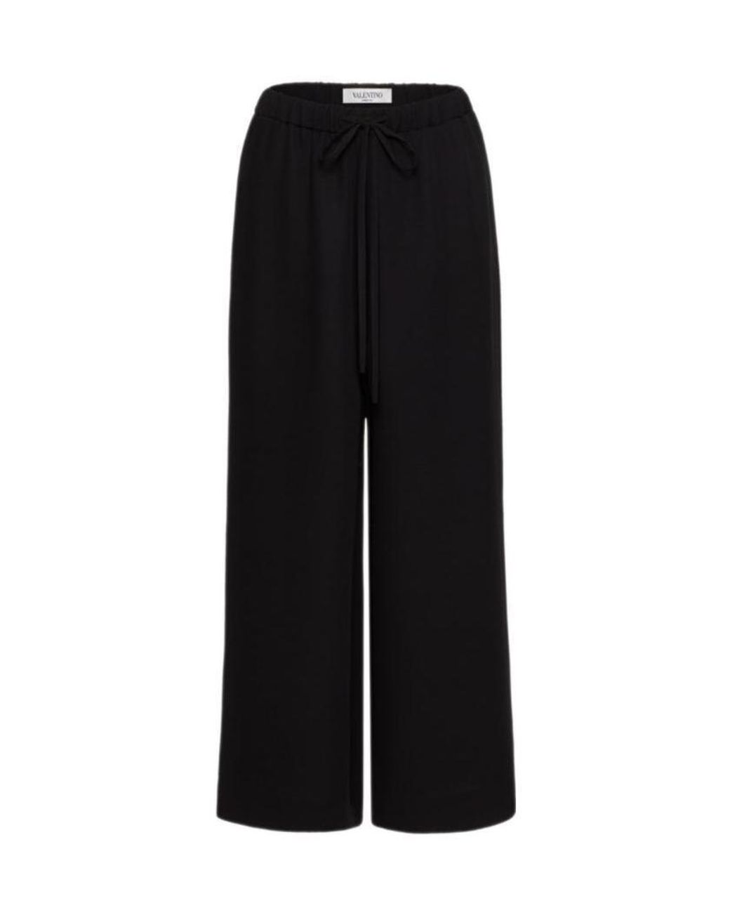 Valentino Black Tied-Waist Wide-Leg Trousers