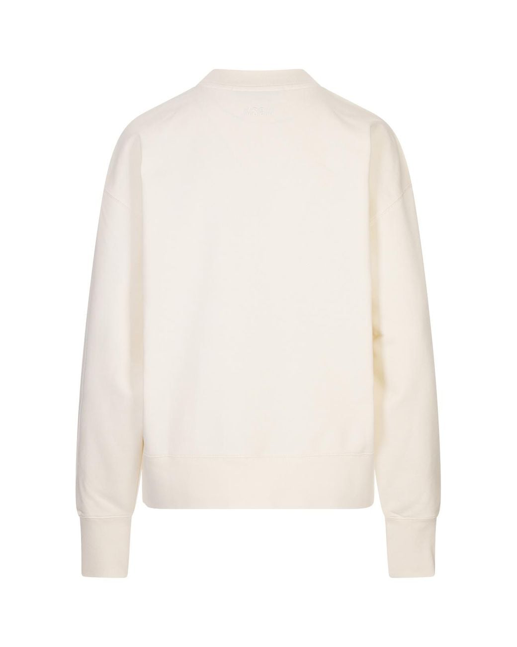 MSGM White Long-Sleeved Crewneck Sweatshirt