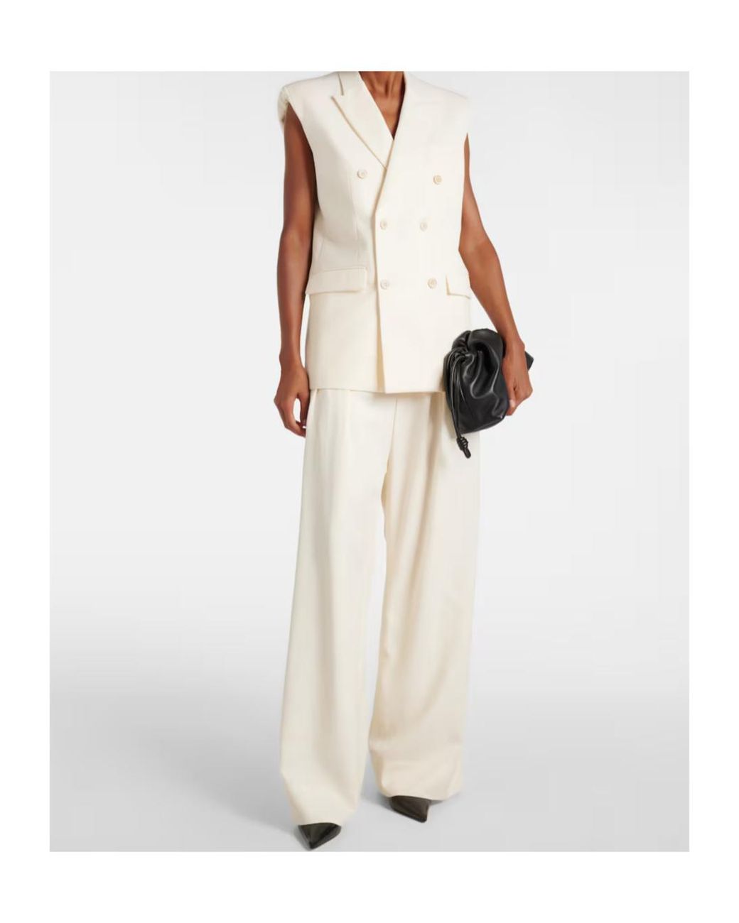 Wardrobe NYC White Low-Rise Wide-Leg Casual Pants