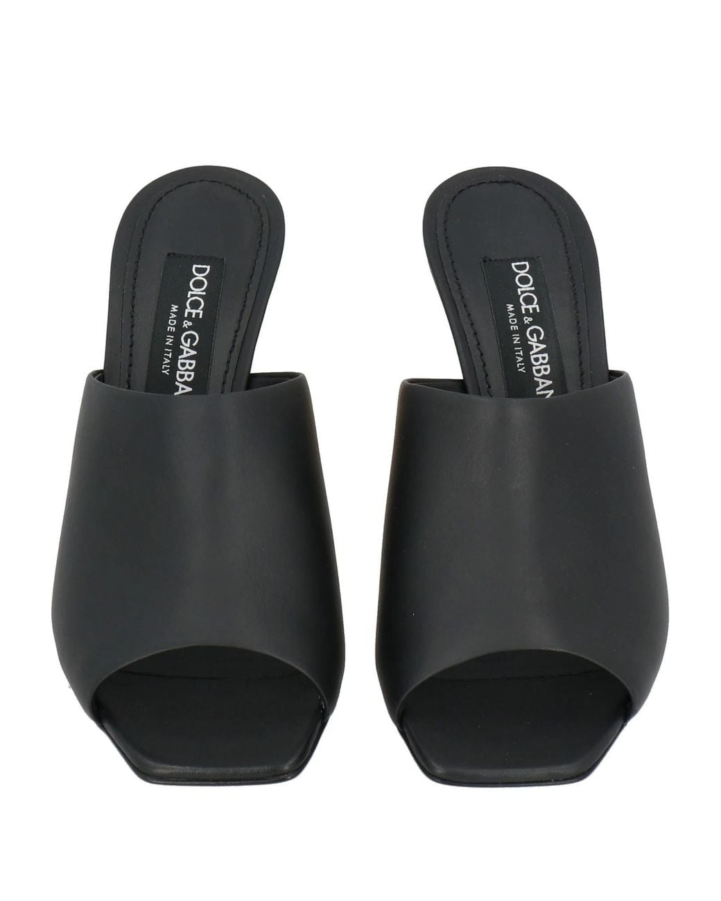 Dolce & Gabbana Black Minimalist Leather Slide Sandals
