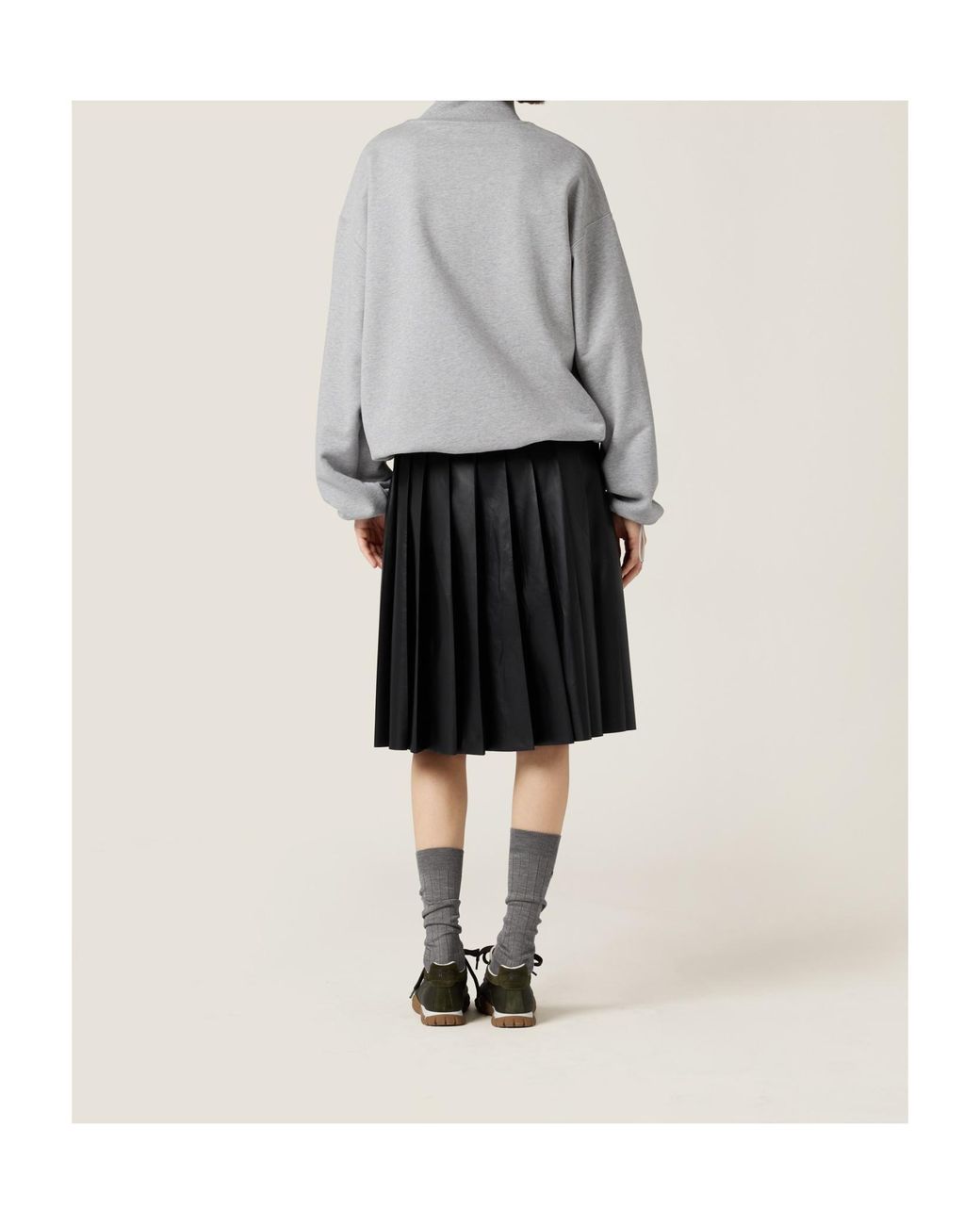 Miu Miu Gray Cotton Fleece Zipper Sweatshirt