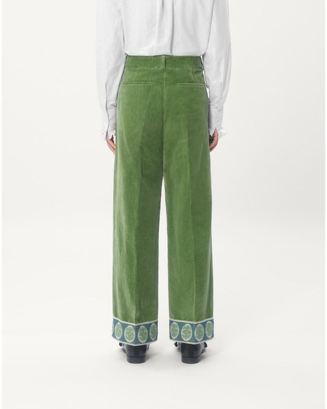 Valentino Green Jacquard-Hem Straight Leg Trousers for men