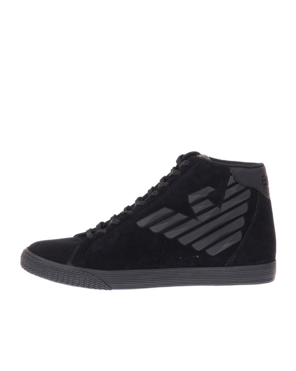 EA7 Blue Lace-Up High-Top Sneakers for men
