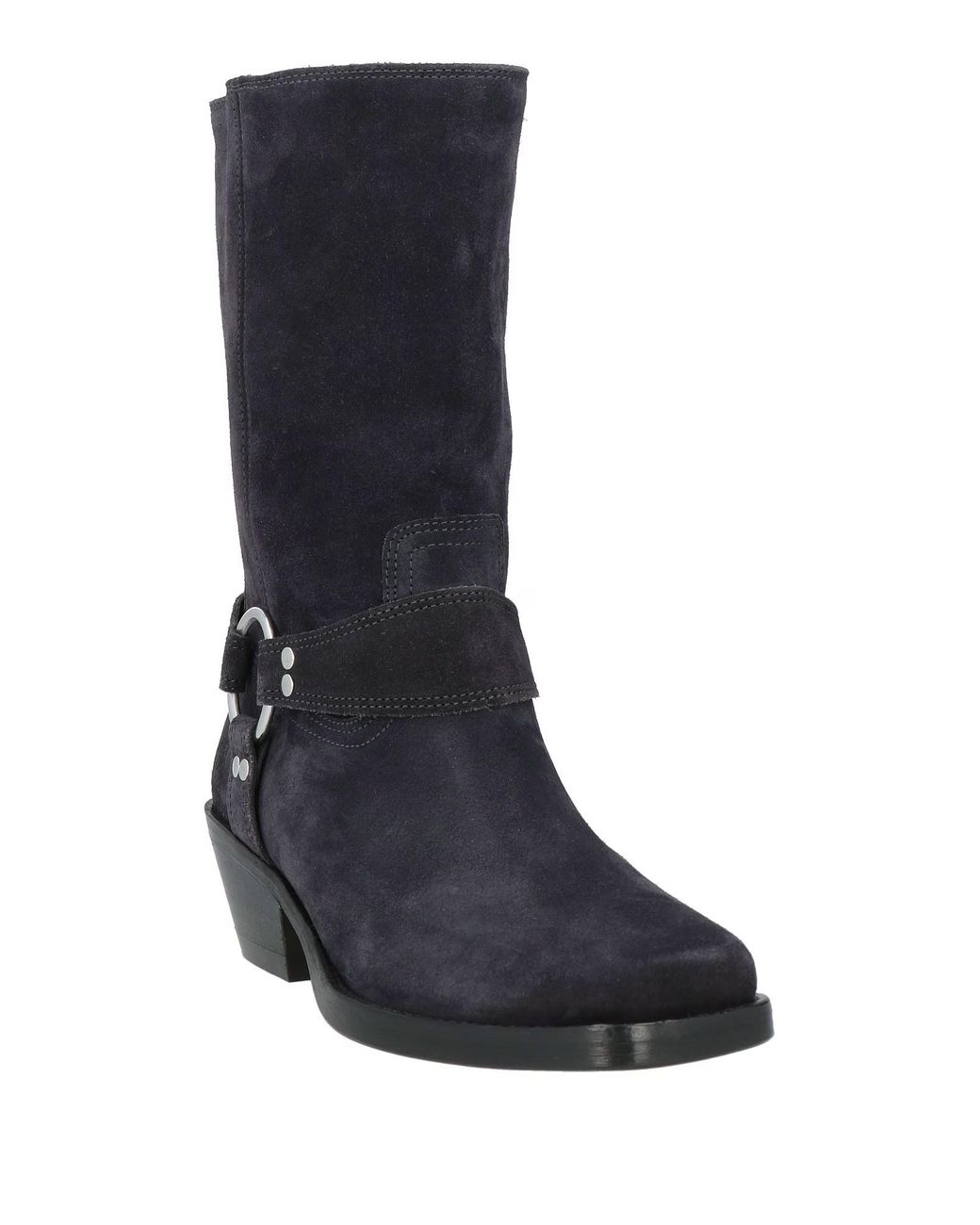 Isabel Marant Blue Square-Toe Block-Heel Denim Ankle Boots