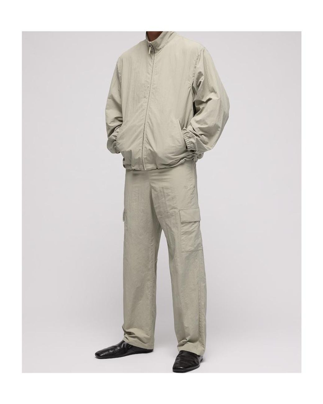 Gucci Gray Froissé Nylon Faille Cargo Pants for men