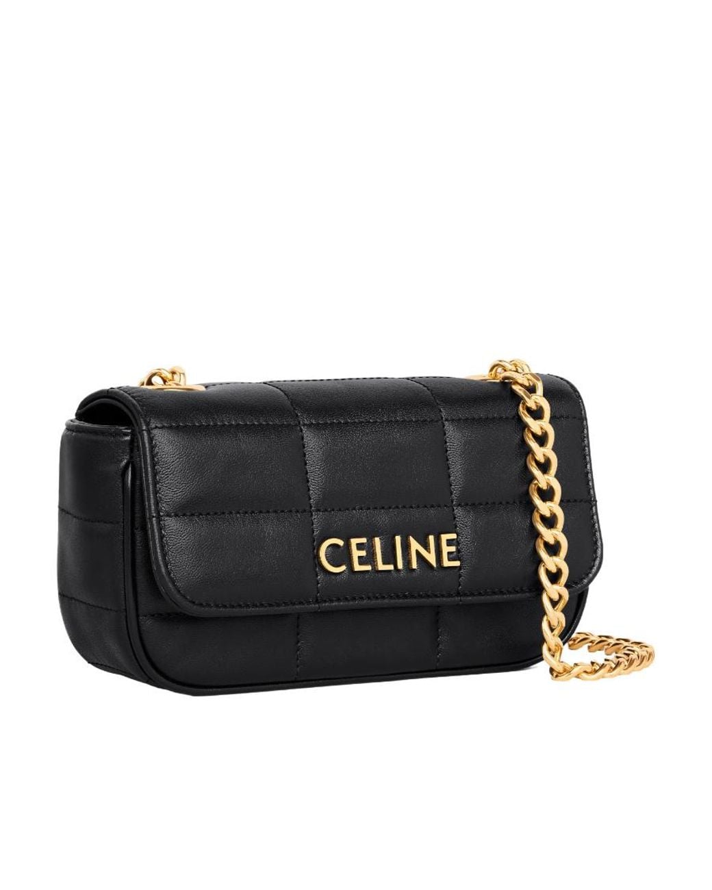 Céline Black Mini Shoulder Chain Matelasse Monochrome