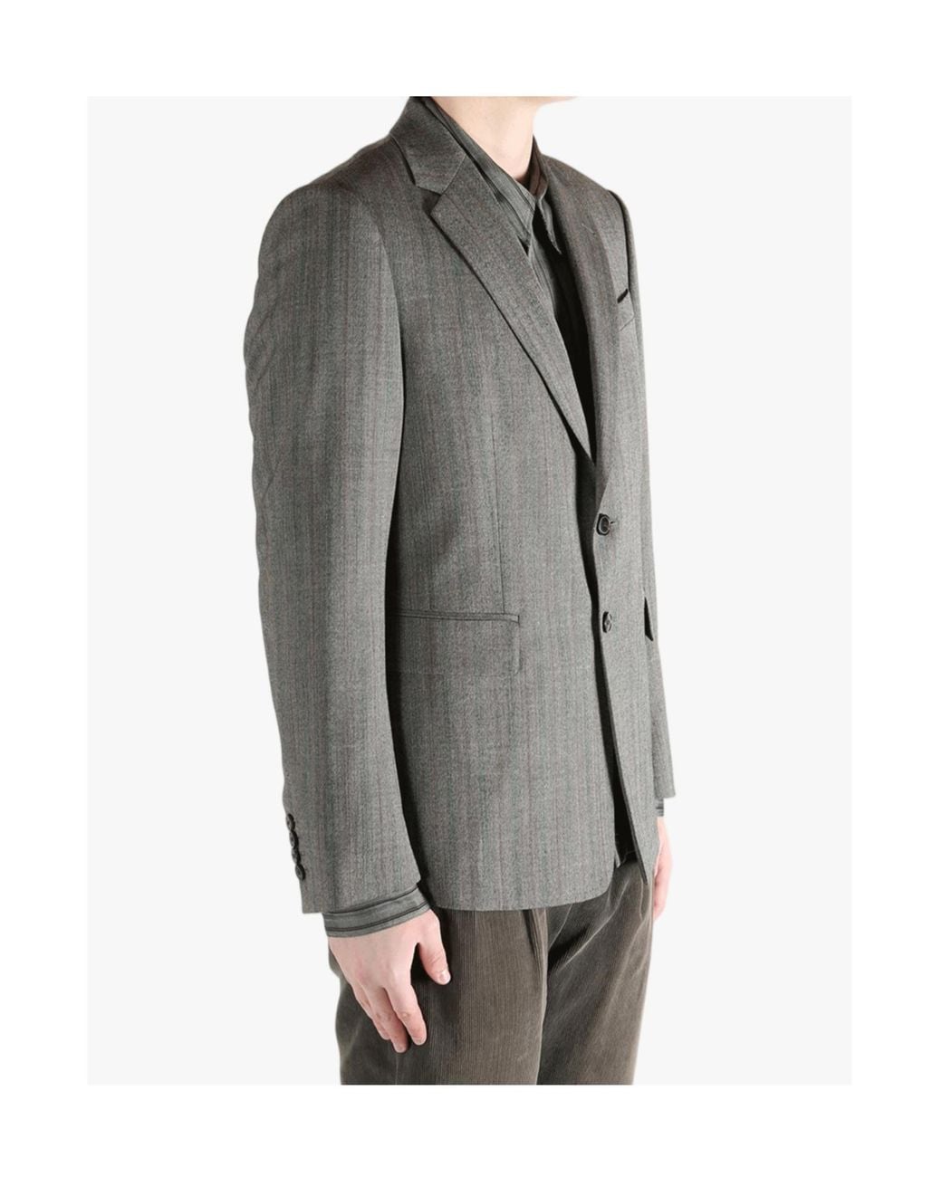Dries Van Noten Gray Single Breasted Striped Jacket for men