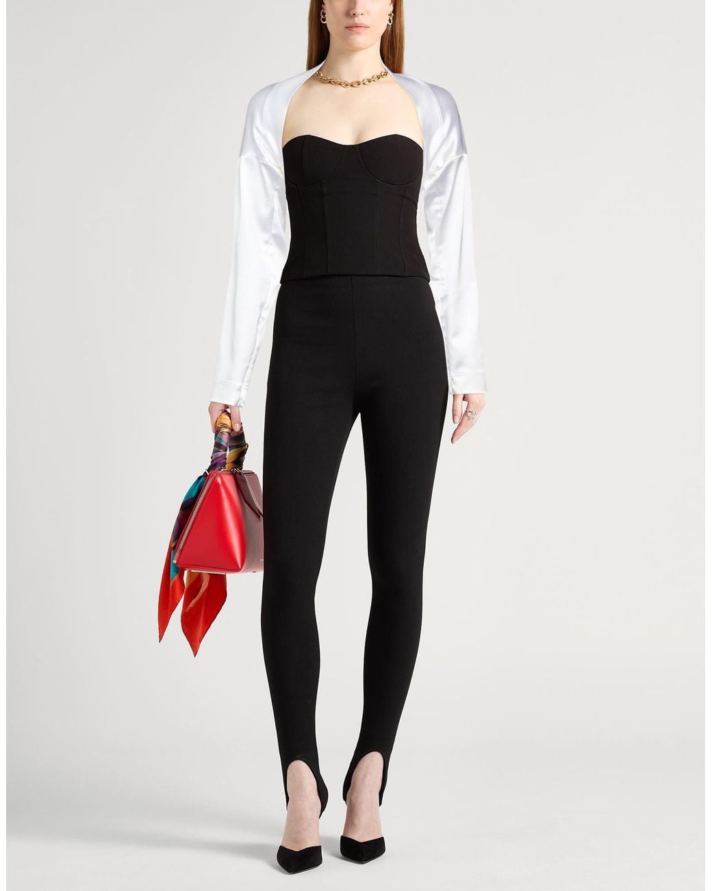 Dolce & Gabbana White Solid-Colored Satin Long-Sleeve Cover-Up