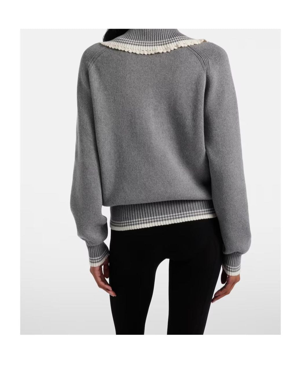 Magda Butrym Gray Crochet-Trimmed Cotton And Cashmere Polo Sweater
