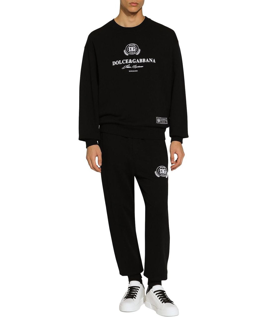 Dolce & Gabbana Black Logo Printed Jersey Sweatshirt for men
