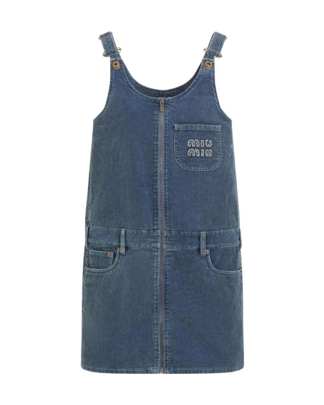 Miu Miu Blue Washed Corduroy Mini-Dress