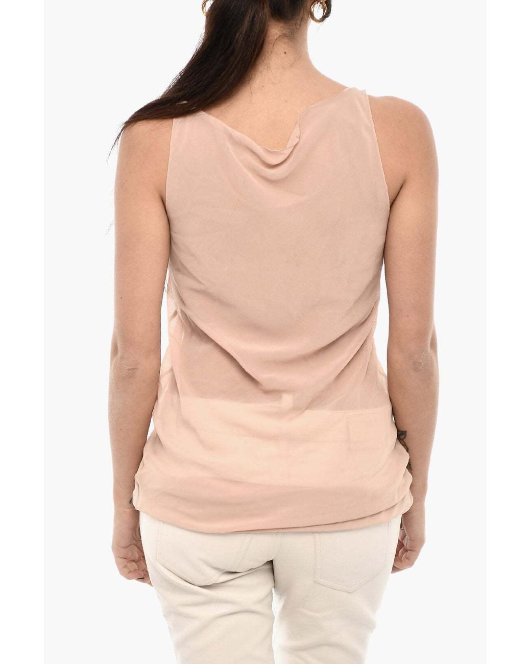 DSquared² Pink Sheer Draped Top