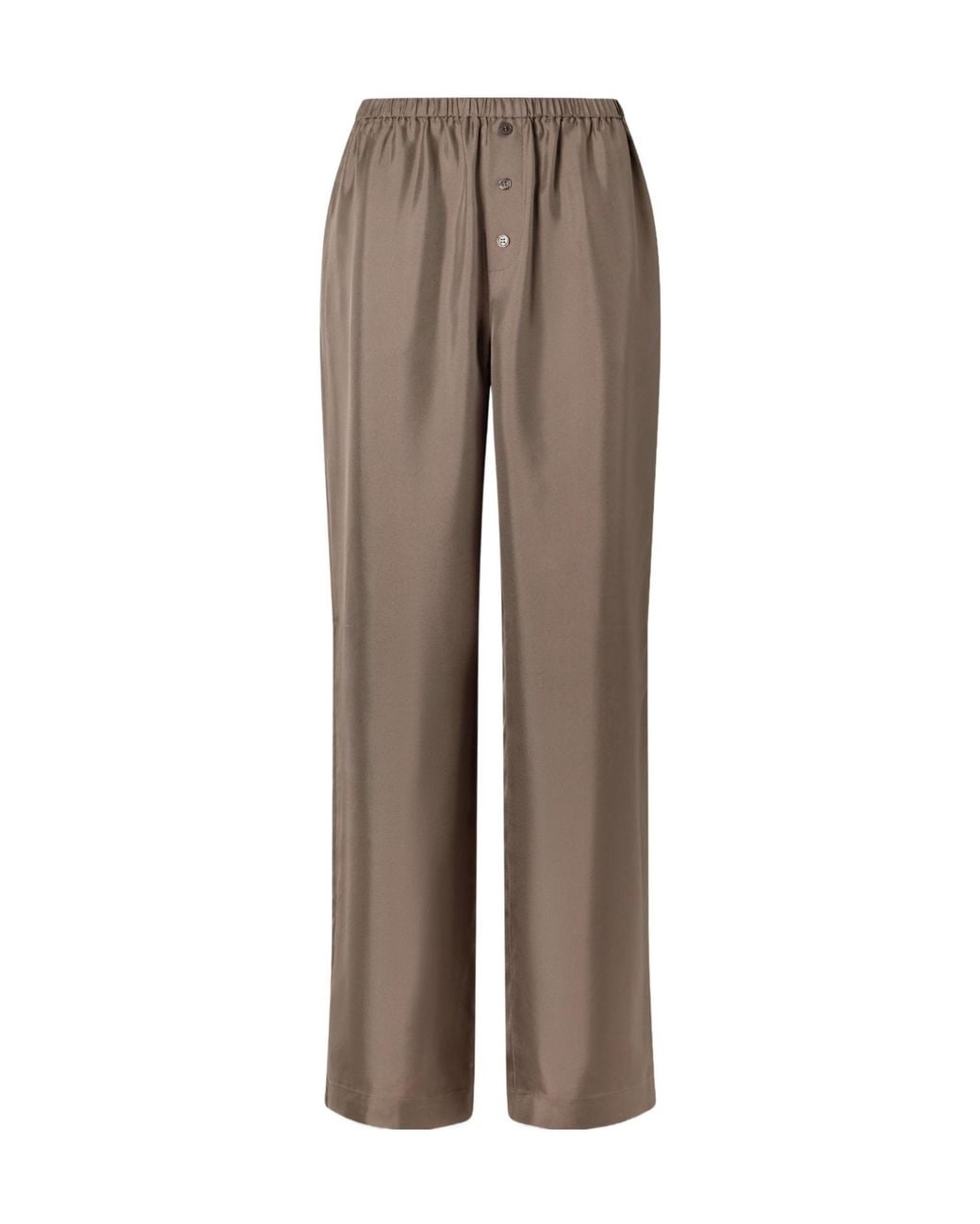 Rohe Brown Silk-Satin Wide-Leg Pants