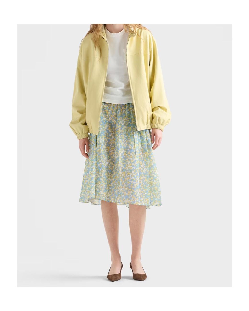 Prada Yellow Hooded Nappa Leather Jacket