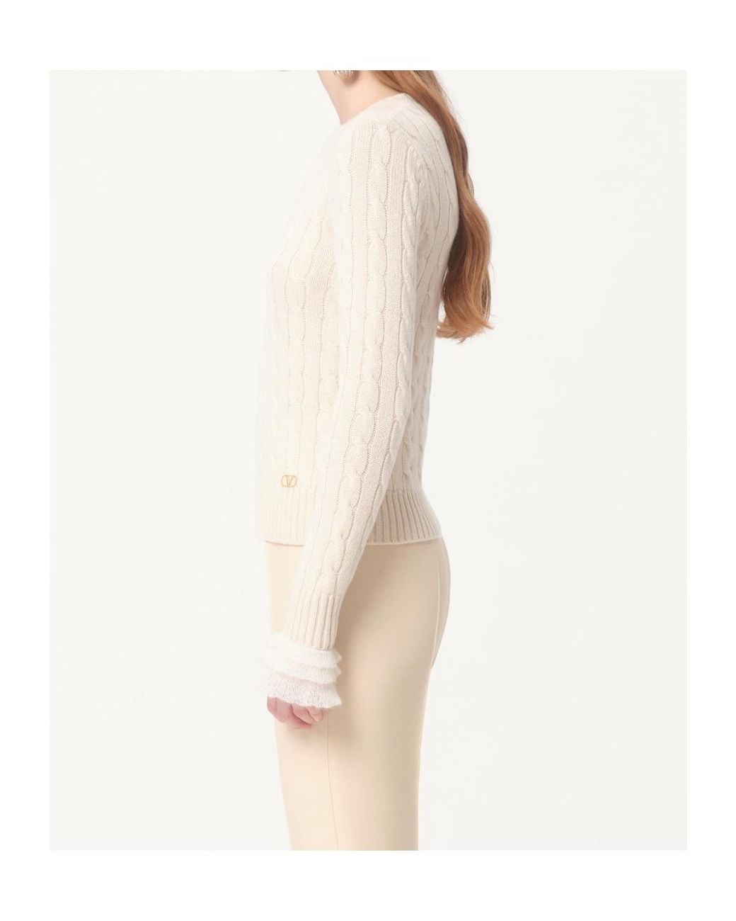 Valentino White Crewneck Long-Sleeved Jumper