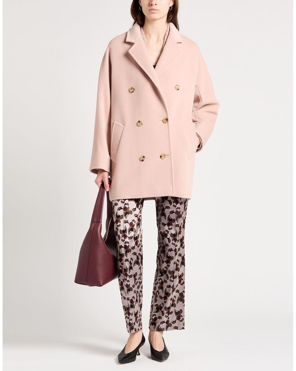 Max Mara Pink Double- Long-Sleeved Coat