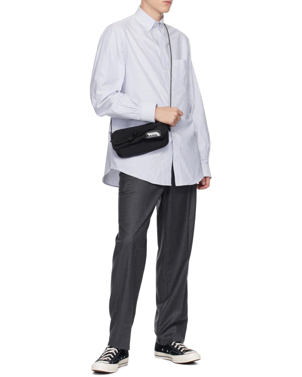Maison Kitsuné Black Maison Kitsuné Flash Fox Crossbody Bag for men