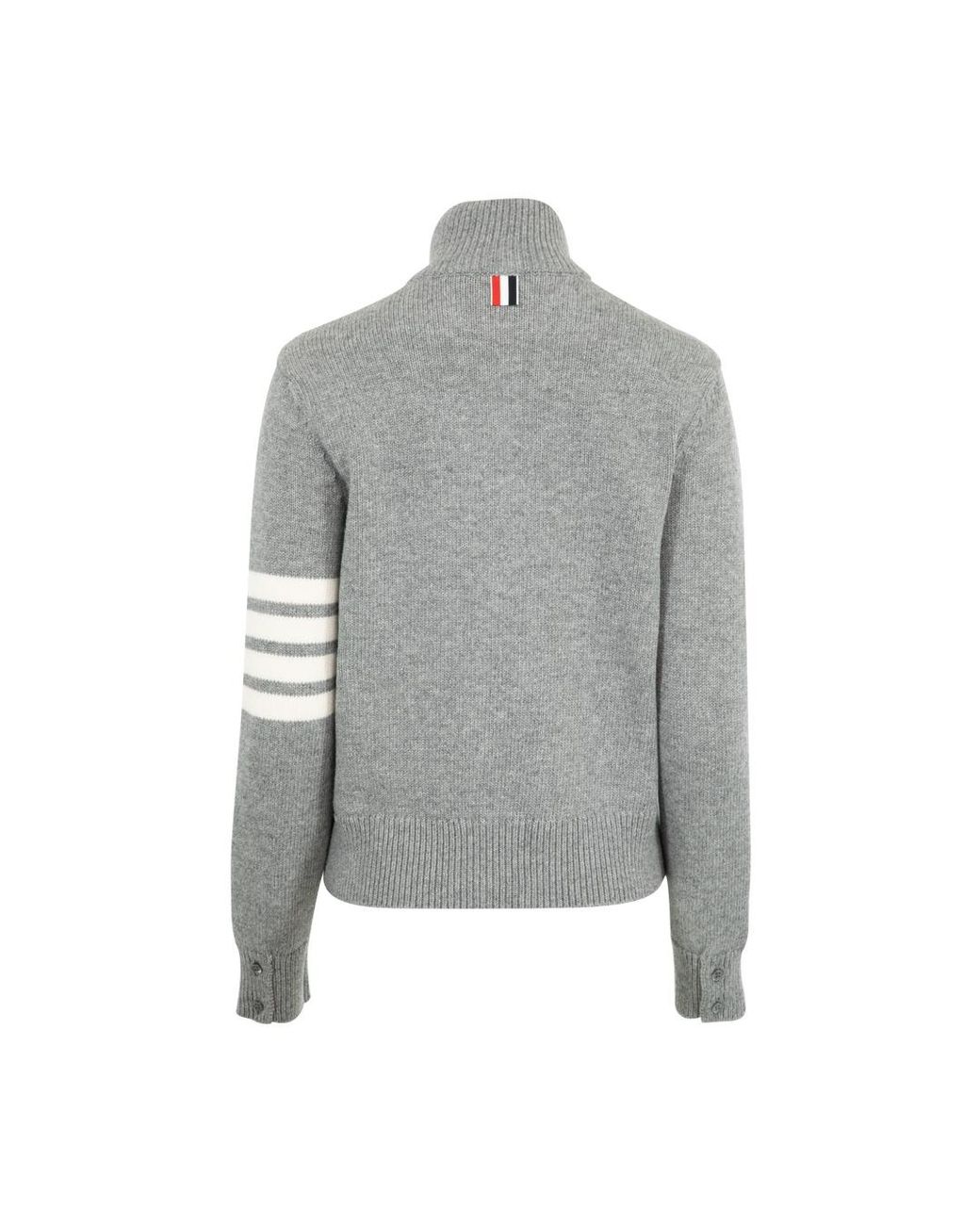 Thom Browne Gray Half-Zip Neck Knitted Pullover