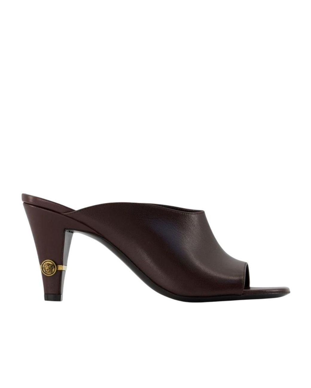 Versace Brown T 80 Peep Toe Mules Pumps