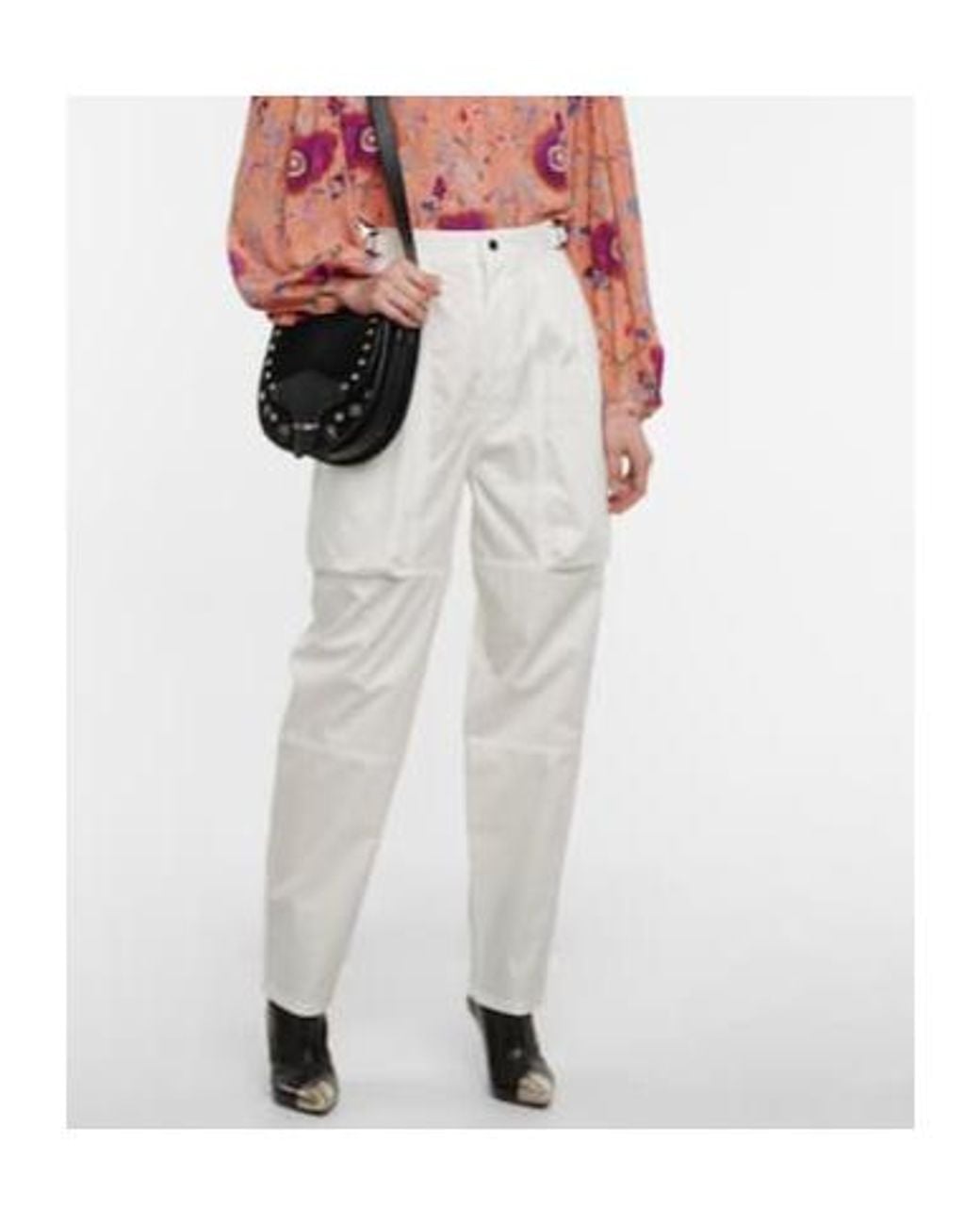 Isabel Marant White High-Rise Tapered Cotton Pants